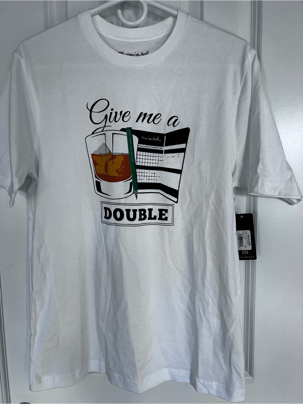 Travis Mathew “Give Me a Double” Golf T-Shirt size Small white NWT